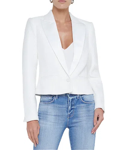 L Agence Scarlet Womens Sequined Tweed One-button Blazer