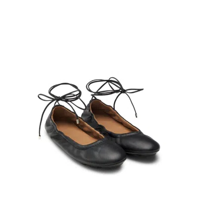 Hugo Boss Nappa-leather Ballerina Pumps With Double B Monogram
