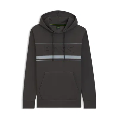 Hugo Boss Hoodie With Stripe Details In Black