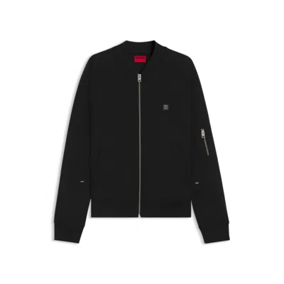 Hugo Boss Oversize-fit Bomber Jacket In Jersey In Black