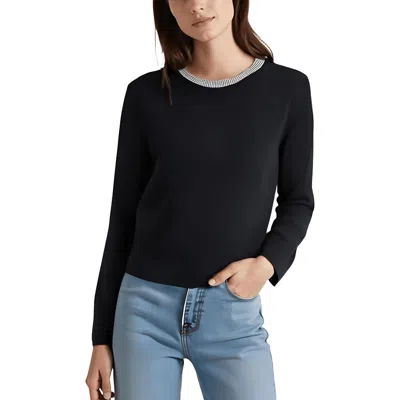 Dkny Jeans Womens Rhinestone Knit Crewneck Sweater In Black