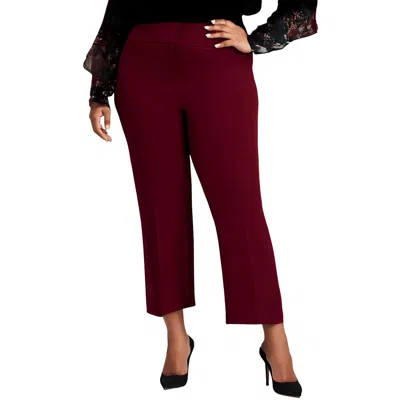 Kasper Plus Womens Compression Fit Viscose Straight Leg Pants In Red