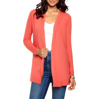 Jones New York Petites Womens Ribbed Trim Knit Cardigan Sweater In Pink