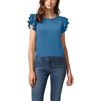 Cece Womens Ruffled Polyester Blouse In Blue