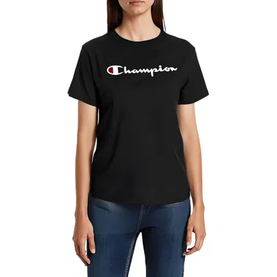 Champion Classic Womens Logo Crewneck T-shirt In Black