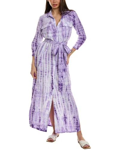 L Agence Cameron Linen Long Shirtdress In Purple