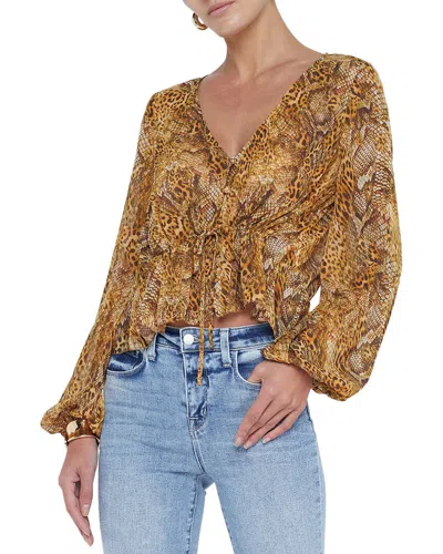 L Agence Women's Pixie Drawstring Blouse In Yellow In Brown