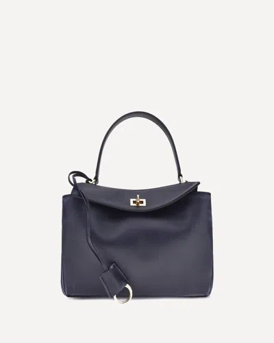 Balenciaga Rodeo Small Shoulder Bag In Used-effect Leather In Blue