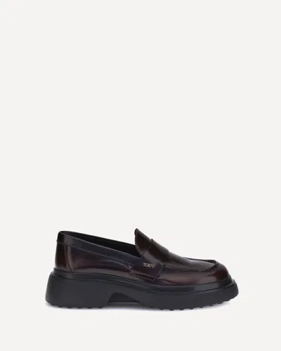 Tod's Patent Leather Loafers In Brown