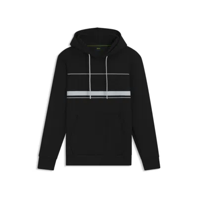 Hugo Boss Hoodie With Stripe Details In Black