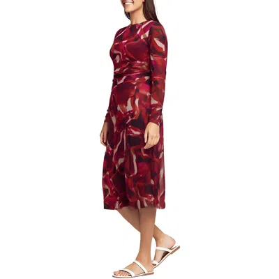 Jessica Howard Petites Womens Printed Polyester Midi Dress In Red