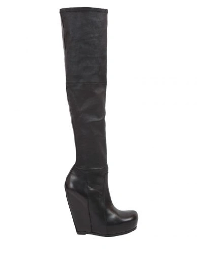 Rick Owens Thigh Length Boots In Black