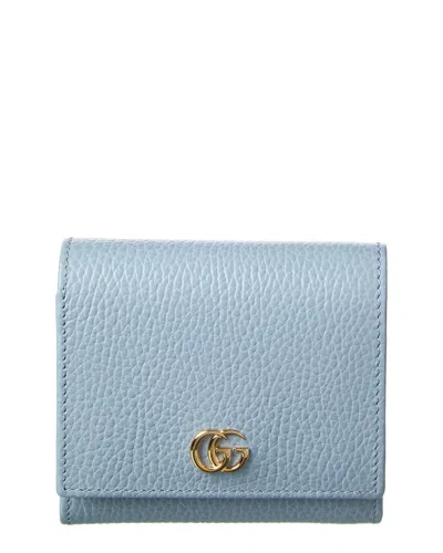 Gucci Double G Two-tone Small Wallet In Blue