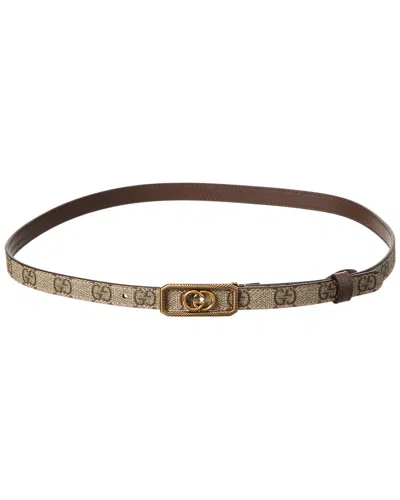 Gucci Interlocking G Gg Supreme Canvas & Leather Belt