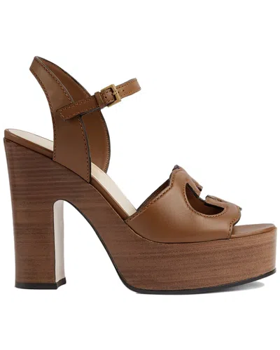 Gucci Interlocking G Leather Platform Sandal