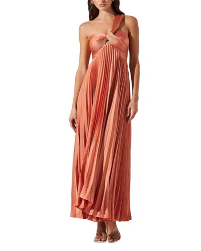 Astr The Label Rasya Pleated One-shoulder Maxi Dress In Pink