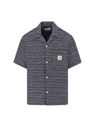 Carhartt Work In Progress Gellar Short Sleeve Cotton Jacquard Camp Shirt In Gray