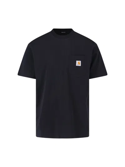 Carhartt Man T-shirt Midnight Blue Size Xl Cotton In Black