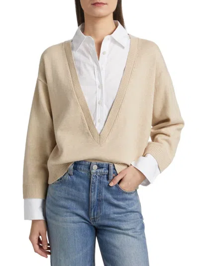 Derek Lam 10 Crosby Women's Rida Cotton & Cashmere Twofer Sweater