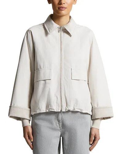 Peserico Collared Front Zip Jacket In Neutral