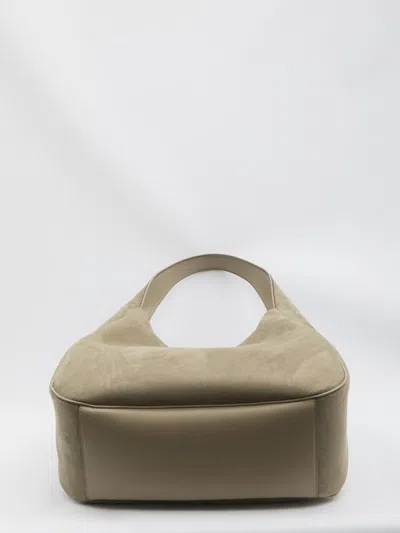 Stella Mccartney Large Studded Logo Suede Hobo Bag In Brown