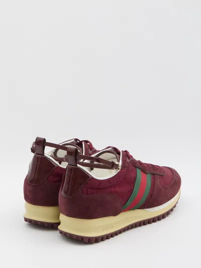 Gucci Re-motion Leather-trimmed Suede Sneakers In Red