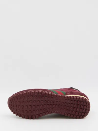 Gucci Re-motion Leather-trimmed Suede Sneakers In Red