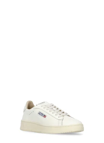 Autry Dallas Nubuck-trimmed Leather Sneakers In White