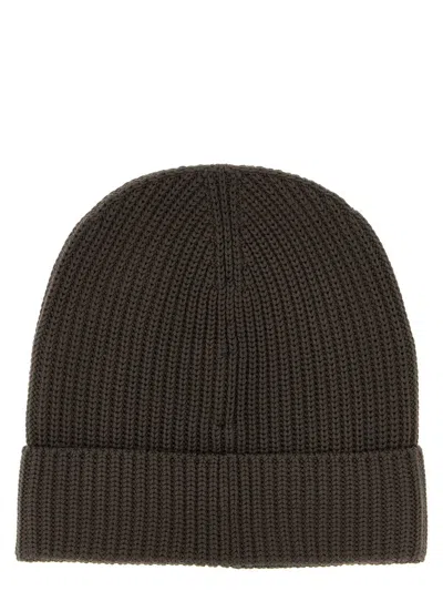 Brioni Ribbed Wool Beanie Cuff Folded In Brown