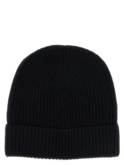 Brioni Navy Blue Ribbed Wool Beanie In Blue