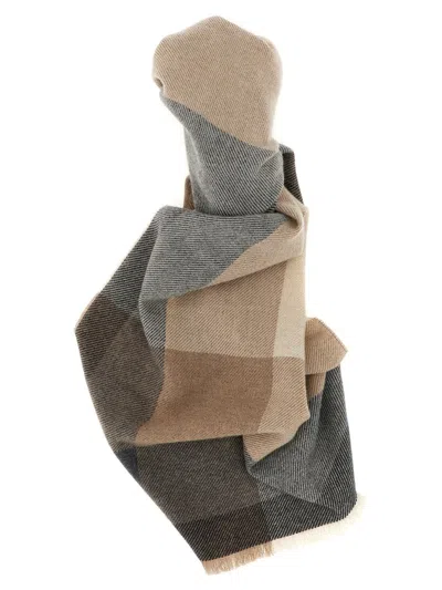Brunello Cucinelli Check Scarf Scarves And Foulards Gray In Multi