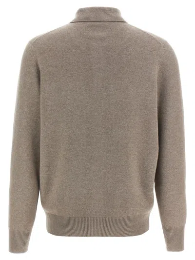 Brunello Cucinelli Cashmere Collared Design Cardigan In Neutral
