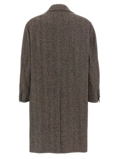 Brunello Cucinelli Cashmere And Silk Single Breasted Coat In Gray
