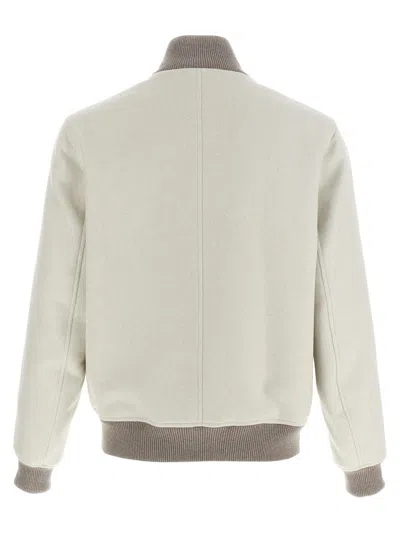 Brunello Cucinelli Wool Bomber Jacket Puffer Jackets White In Neutral