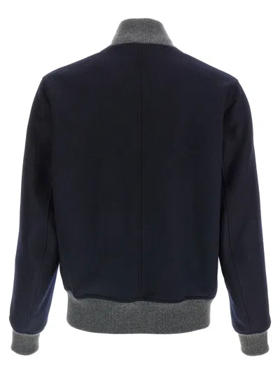 Brunello Cucinelli Wool Bomber Jacket Puffer Jackets Blue In Blue
