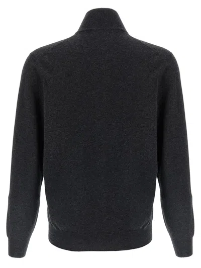 Brunello Cucinelli Silk Cashmere Cardigan Sweaters And Cardigans Black In Gray