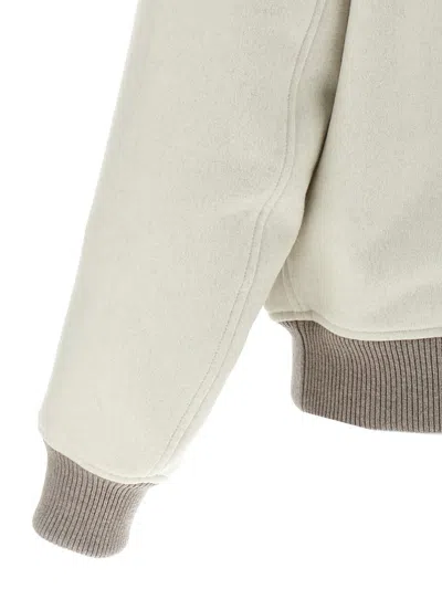 Brunello Cucinelli Wool Bomber Jacket Puffer Jackets White In Neutral