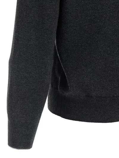 Brunello Cucinelli Silk Cashmere Cardigan Sweaters And Cardigans Black In Gray