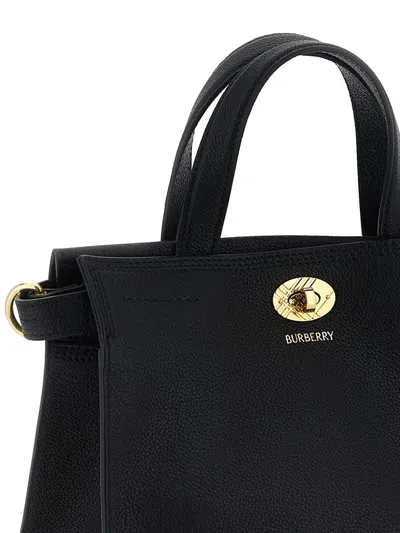 Burberry Mini Cotswold Grained Leather Top Handle Bag In Black