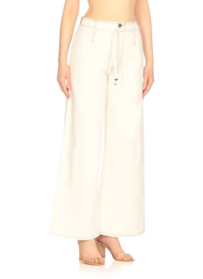 Etro Ivory Cotton Palazzo Pants With High Waist In White