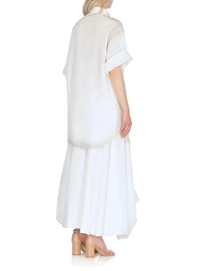Fabiana Filippi Lightweight White Linen Shirt With V-neck In White