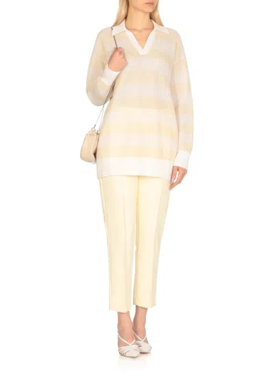 Fabiana Filippi Ivory Wool And Cotton Sweater In Neutral
