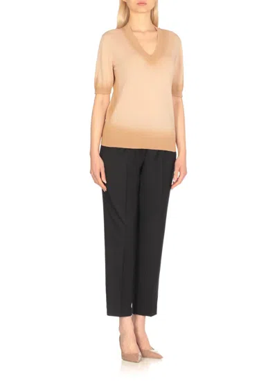 Fabiana Filippi Beige Cotton Sweater With V-neckline In Neutral