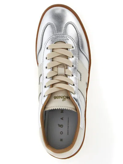 Hogan Chic Metallic Low-top Rubber Sole Sneakers In Black