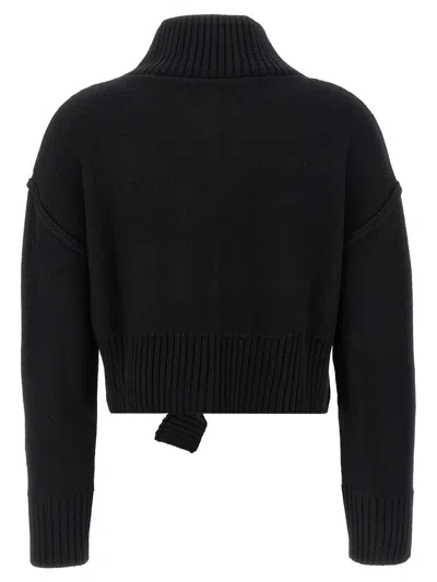 Mm6 Maison Margiela Mm6 By Maison Margiela Cropped Distressed Sweater With High Neck