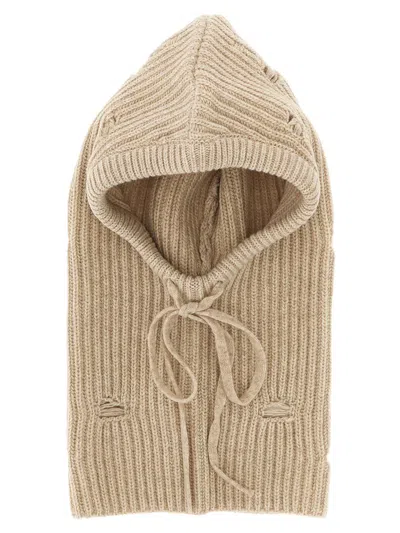 Mm6 Maison Margiela Distressed Wool Balaclava In Neutral