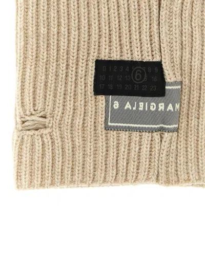 Mm6 Maison Margiela Distressed Wool Balaclava In Neutral