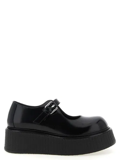 Moschino Black Platform Ballet Flats In Black