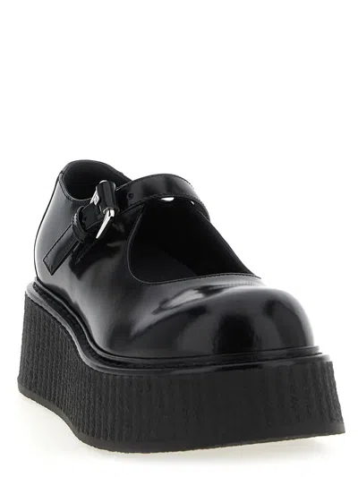 Moschino Black Platform Ballet Flats In Black