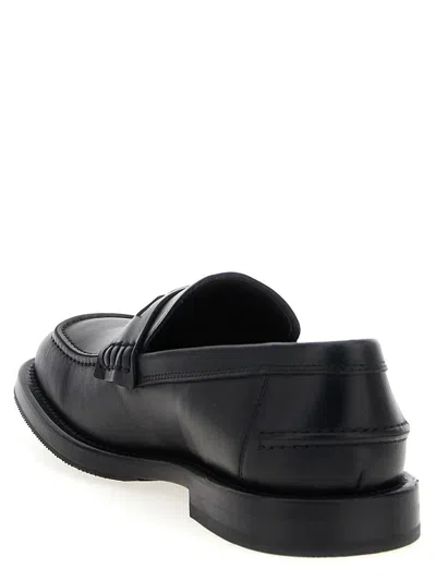 Moschino Strap Penny Round Toe Loafers In Black